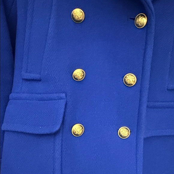 J. Crew Stadium Cloth Nello Gori Royal Blue Peacoat with Gold Buttons - Picture 5 of 7
